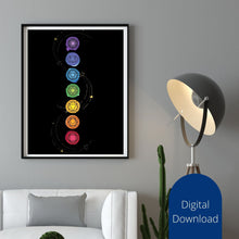 Load image into Gallery viewer, Chakra Moon Art Print: Colorful Wall Decor (Digital Download)