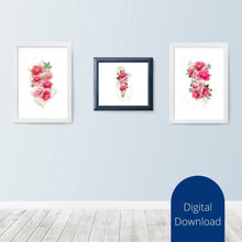 Load image into Gallery viewer, Rose Gold Floral Wall Art Prints: Bouquet Set of 3 (Digital Download)