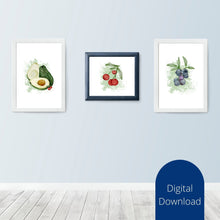 Load image into Gallery viewer, Avocado Cherries Print Set: Fruit Wall Decor (Digital Download)