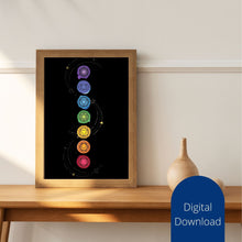 Load image into Gallery viewer, Chakra Moon Art Print: Colorful Wall Decor (Digital Download)