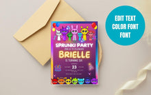 Load image into Gallery viewer, Customizable Sprunki Girls Pink Birthday Invitation | Colorful Printable Canva Template | Instant Download