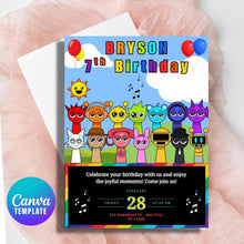 Load image into Gallery viewer, Customizable Sprunki Roblox Birthday Invitation | Colorful Printable Canva Template | Instant Download
