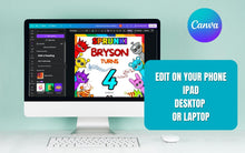 Load image into Gallery viewer, Customizable Colorful Sprunki Kids Birthday Invitation | Colorful Printable Canva Template | Instant Download