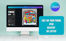 Load image into Gallery viewer, Customizable Sprunki Kids Birthday Cake Topper| Colorful Printable Canva Template | Instant Download