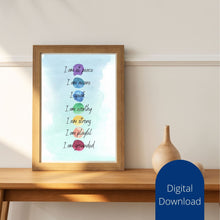 Load image into Gallery viewer, Chakra Affirmation Wall Art Watercolor Print Digital Download Meditation Decor Spirituality Poster
