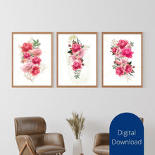 Load image into Gallery viewer, Rose Gold Floral Wall Art Prints: Bouquet Set of 3 (Digital Download)
