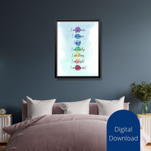 Load image into Gallery viewer, Chakra Affirmation Wall Art Watercolor Print Digital Download Meditation Decor Spirituality Poster
