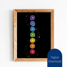 Load image into Gallery viewer, Chakra Moon Art Print: Colorful Wall Decor (Digital Download)
