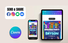 Load image into Gallery viewer, Customizable Sprunki Kids Birthday Invitation | Colorful Printable Canva Template | Instant Download
