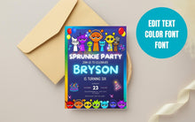 Load image into Gallery viewer, Customizable Sprunki Kids Birthday Invitation | Colorful Printable Canva Template | Instant Download
