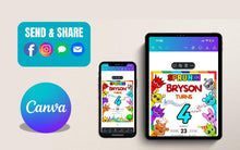 Load image into Gallery viewer, Customizable Colorful Sprunki Kids Birthday Invitation | Colorful Printable Canva Template | Instant Download
