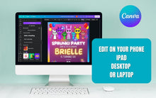 Load image into Gallery viewer, Customizable Sprunki Girls Pink Birthday Invitation | Colorful Printable Canva Template | Instant Download
