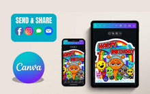 Load image into Gallery viewer, Customizable Sprunki Kids Birthday Cake Topper| Colorful Printable Canva Template | Instant Download
