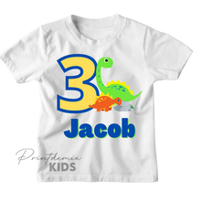 Load image into Gallery viewer, Custom Kids Dinosaur Birthday Shirt
