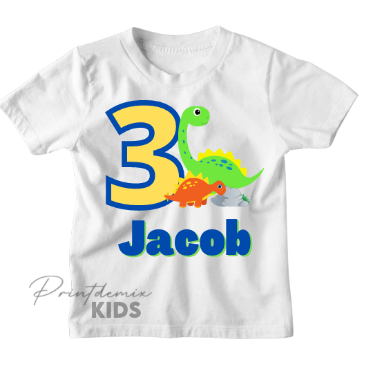 Custom Kids Dinosaur Birthday Shirt