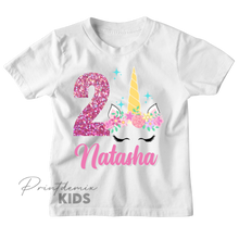 Load image into Gallery viewer, Custom Unicorn Horn Birthday Shirt
