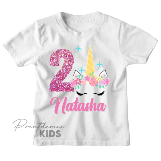 Custom Unicorn Horn Birthday Shirt